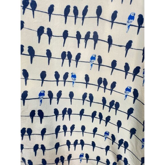 Jane And Delancey Button Front Blouse Women 3X White Bird Print Roll Tab Sleeves - Picture 5 of 12